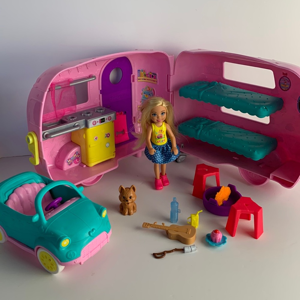 Barbie Club Chelsea Camper with Doll, Car and Accessories
